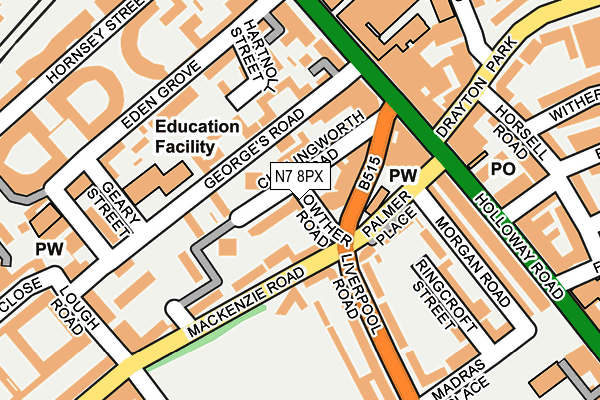 N7 8PX map - OS OpenMap – Local (Ordnance Survey)