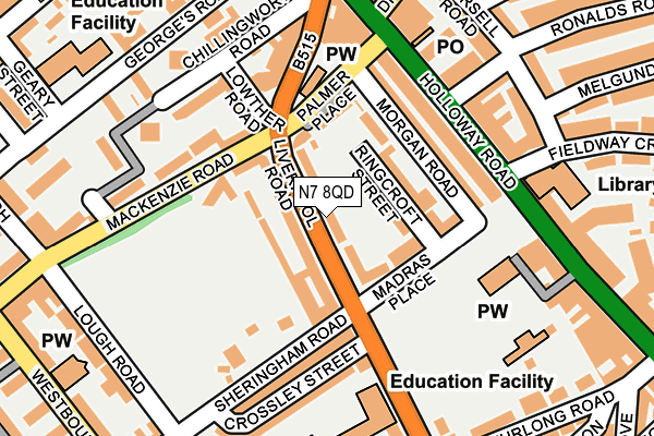 N7 8QD map - OS OpenMap – Local (Ordnance Survey)