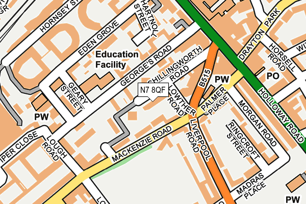 N7 8QF map - OS OpenMap – Local (Ordnance Survey)