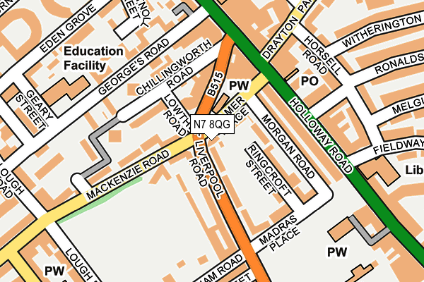 N7 8QG map - OS OpenMap – Local (Ordnance Survey)