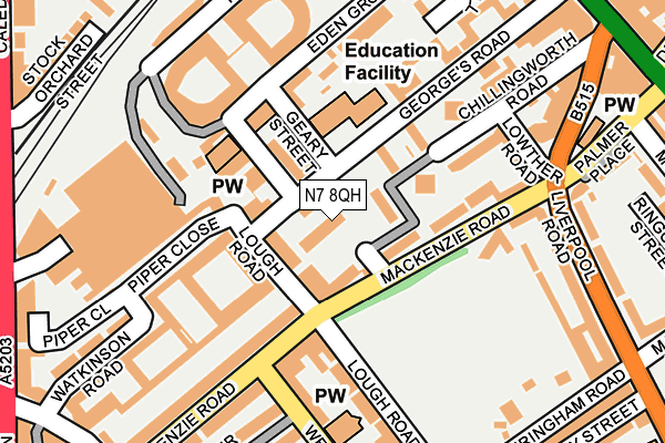 N7 8QH map - OS OpenMap – Local (Ordnance Survey)