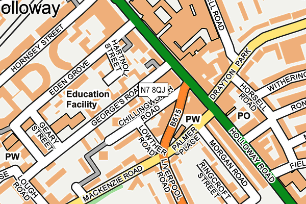 N7 8QJ map - OS OpenMap – Local (Ordnance Survey)