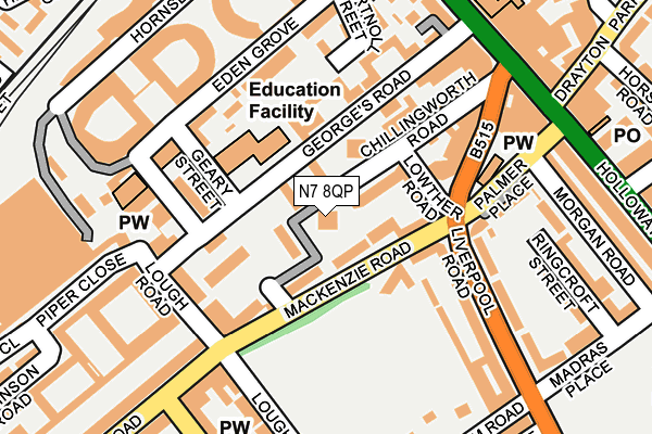 N7 8QP map - OS OpenMap – Local (Ordnance Survey)