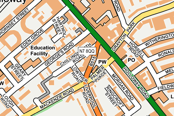 N7 8QQ map - OS OpenMap – Local (Ordnance Survey)