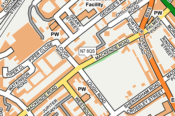 N7 8QS map - OS OpenMap – Local (Ordnance Survey)