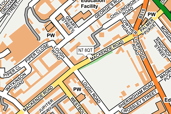 N7 8QT map - OS OpenMap – Local (Ordnance Survey)