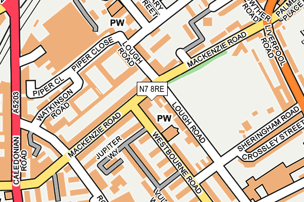 N7 8RE map - OS OpenMap – Local (Ordnance Survey)