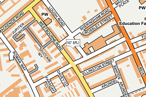 N7 8RJ map - OS OpenMap – Local (Ordnance Survey)