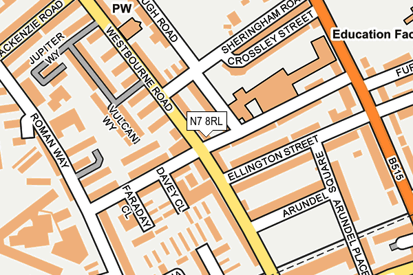 N7 8RL map - OS OpenMap – Local (Ordnance Survey)