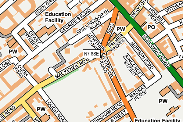 N7 8SE map - OS OpenMap – Local (Ordnance Survey)