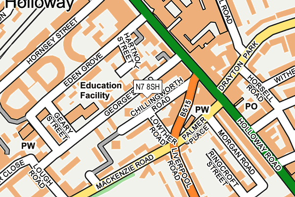 N7 8SH map - OS OpenMap – Local (Ordnance Survey)