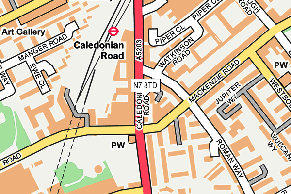 N7 8TD map - OS OpenMap – Local (Ordnance Survey)