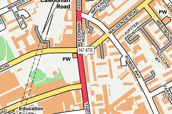 N7 8TE map - OS OpenMap – Local (Ordnance Survey)