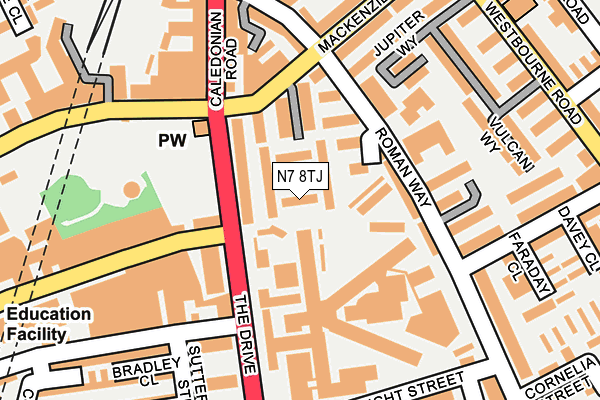 N7 8TJ map - OS OpenMap – Local (Ordnance Survey)