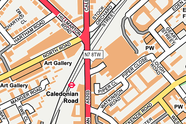 N7 8TW map - OS OpenMap – Local (Ordnance Survey)