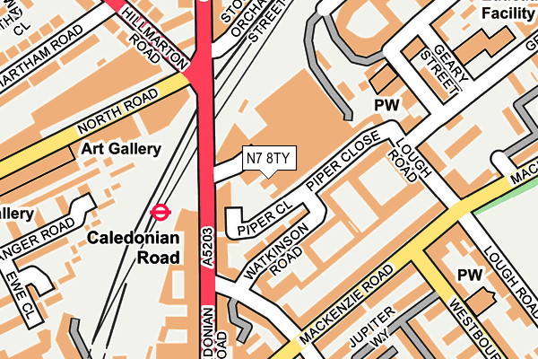 N7 8TY map - OS OpenMap – Local (Ordnance Survey)