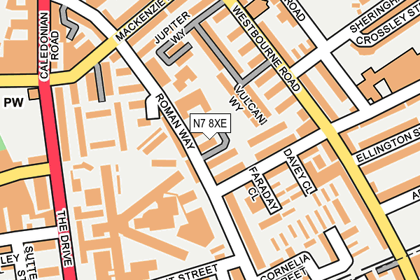 N7 8XE map - OS OpenMap – Local (Ordnance Survey)