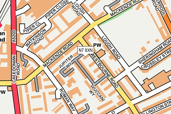 N7 8XN map - OS OpenMap – Local (Ordnance Survey)