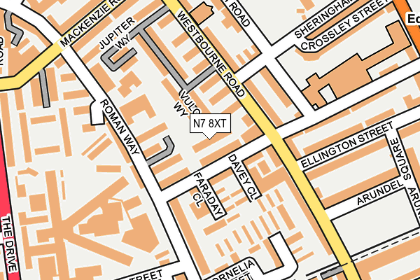 N7 8XT map - OS OpenMap – Local (Ordnance Survey)