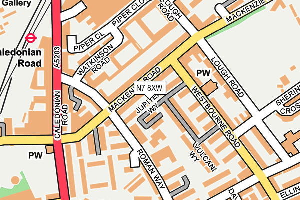 N7 8XW map - OS OpenMap – Local (Ordnance Survey)