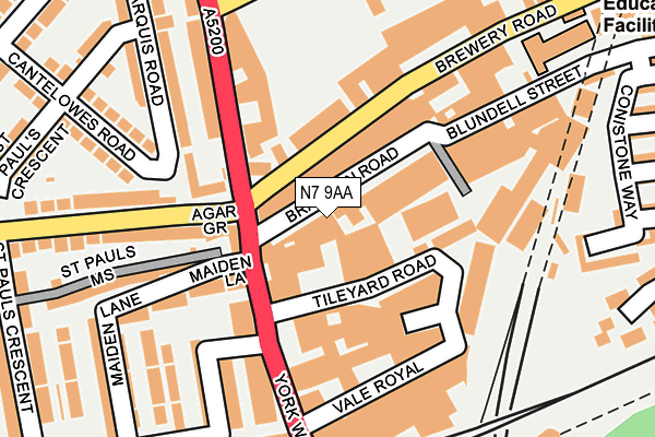 N7 9AA map - OS OpenMap – Local (Ordnance Survey)