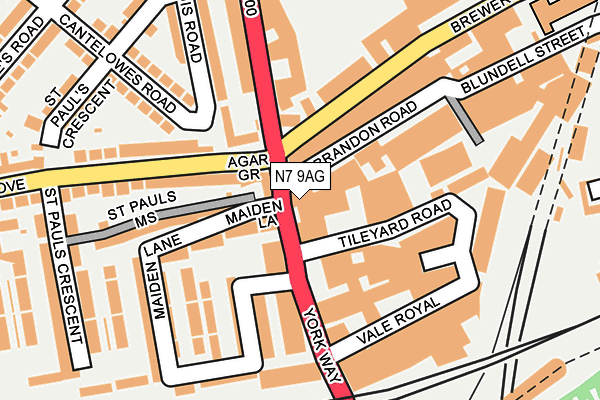 N7 9AG map - OS OpenMap – Local (Ordnance Survey)