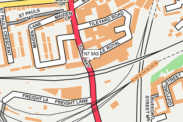 N7 9AS map - OS OpenMap – Local (Ordnance Survey)