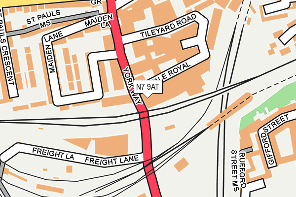 N7 9AT map - OS OpenMap – Local (Ordnance Survey)