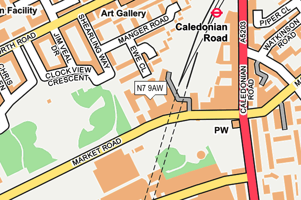 N7 9AW map - OS OpenMap – Local (Ordnance Survey)