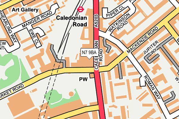 N7 9BA map - OS OpenMap – Local (Ordnance Survey)