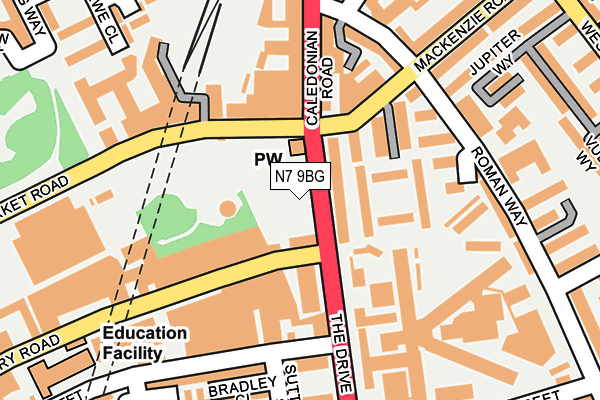 N7 9BG map - OS OpenMap – Local (Ordnance Survey)