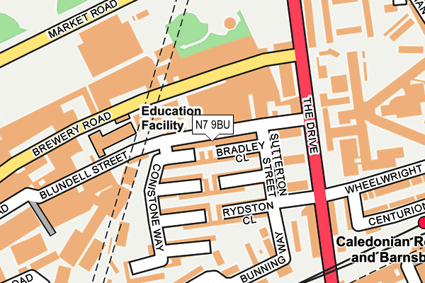 N7 9BU map - OS OpenMap – Local (Ordnance Survey)