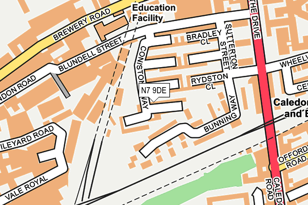 N7 9DE map - OS OpenMap – Local (Ordnance Survey)
