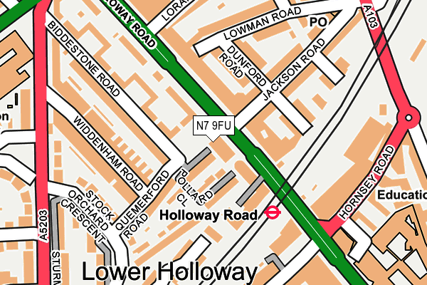 N7 9FU map - OS OpenMap – Local (Ordnance Survey)