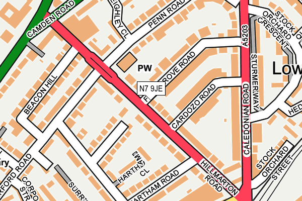 N7 9JE map - OS OpenMap – Local (Ordnance Survey)