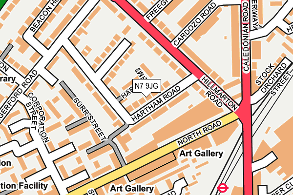N7 9JG map - OS OpenMap – Local (Ordnance Survey)