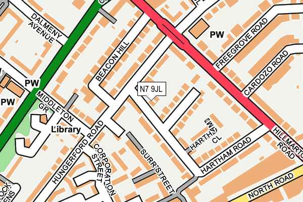 N7 9JL map - OS OpenMap – Local (Ordnance Survey)