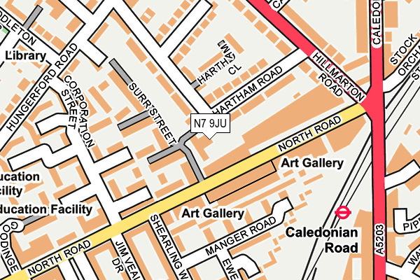 N7 9JU map - OS OpenMap – Local (Ordnance Survey)