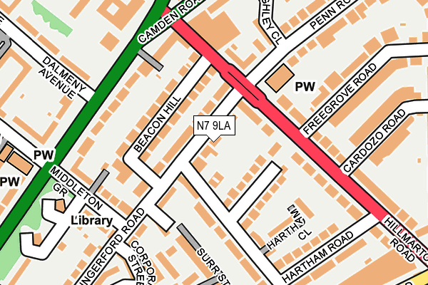 N7 9LA map - OS OpenMap – Local (Ordnance Survey)