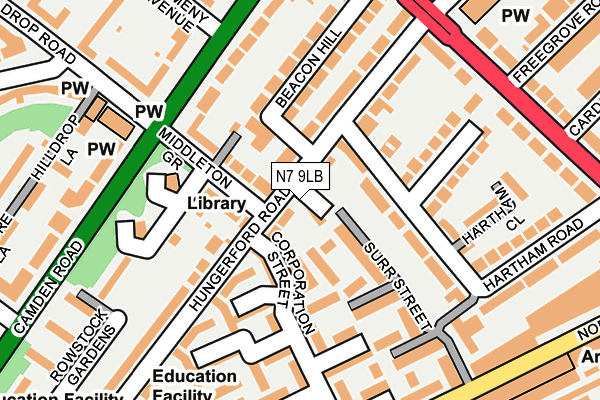 N7 9LB map - OS OpenMap – Local (Ordnance Survey)