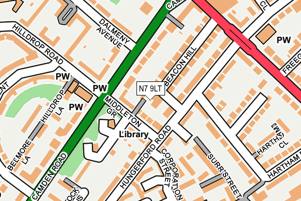 N7 9LT map - OS OpenMap – Local (Ordnance Survey)