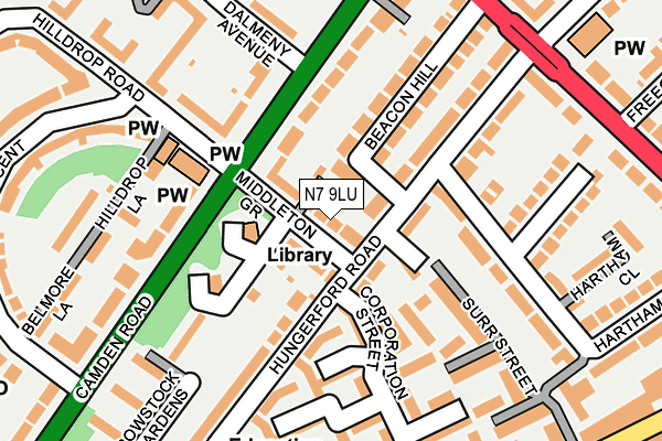 N7 9LU map - OS OpenMap – Local (Ordnance Survey)