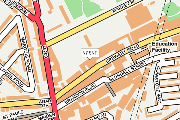 N7 9NT map - OS OpenMap – Local (Ordnance Survey)