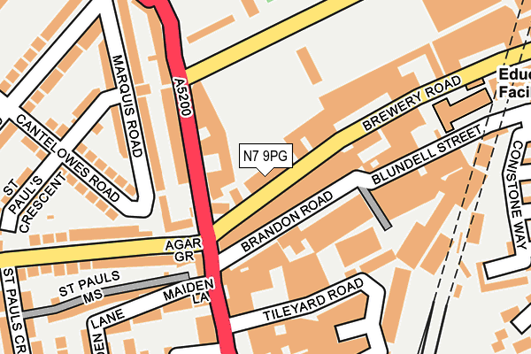 N7 9PG map - OS OpenMap – Local (Ordnance Survey)