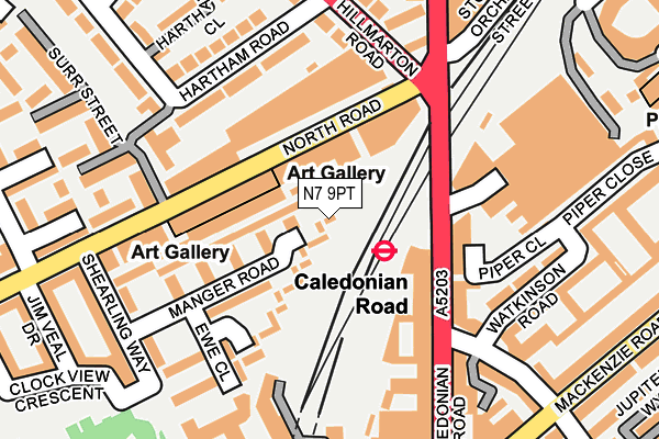 N7 9PT map - OS OpenMap – Local (Ordnance Survey)