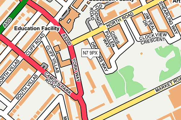N7 9PX map - OS OpenMap – Local (Ordnance Survey)