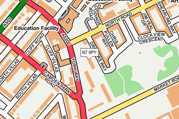 N7 9PY map - OS OpenMap – Local (Ordnance Survey)