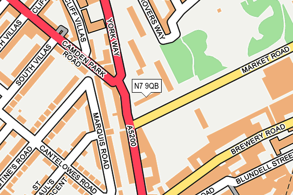 N7 9QB map - OS OpenMap – Local (Ordnance Survey)