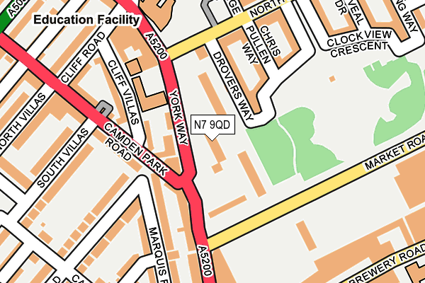 N7 9QD map - OS OpenMap – Local (Ordnance Survey)