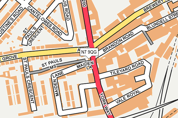 N7 9QG map - OS OpenMap – Local (Ordnance Survey)